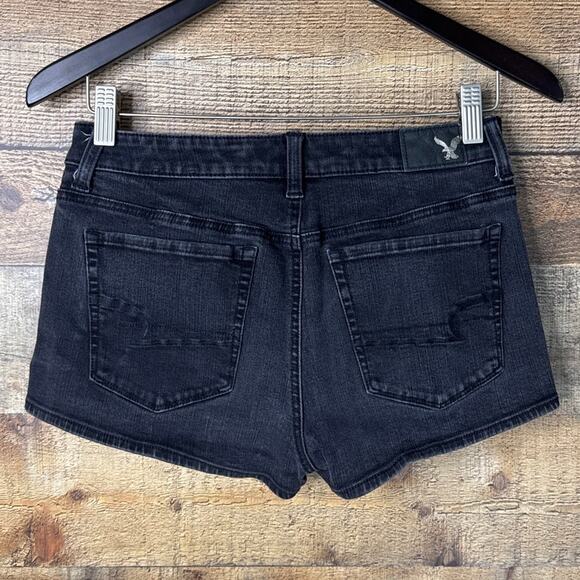 American Eagle Hi-Rise Shortie Jean Denim Shorts Washed Black Size 4 - Picture 4 of 9